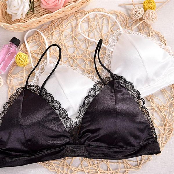 

bras summer little lace triangle cup bra strap wrap chest sports small vest lingerie, Red;black