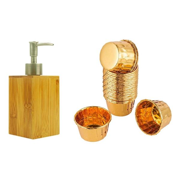 

baking & pastry tools 1 pcs bamboo soap dispenser lotion storage bottle squeeze 100 foil muffin liners, gold cupcake cups