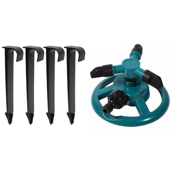 

watering equipments 1set garden sprinklers water durable rotary three nozzle pipe hose & 50x 16mm irrigation pvc stem bracket