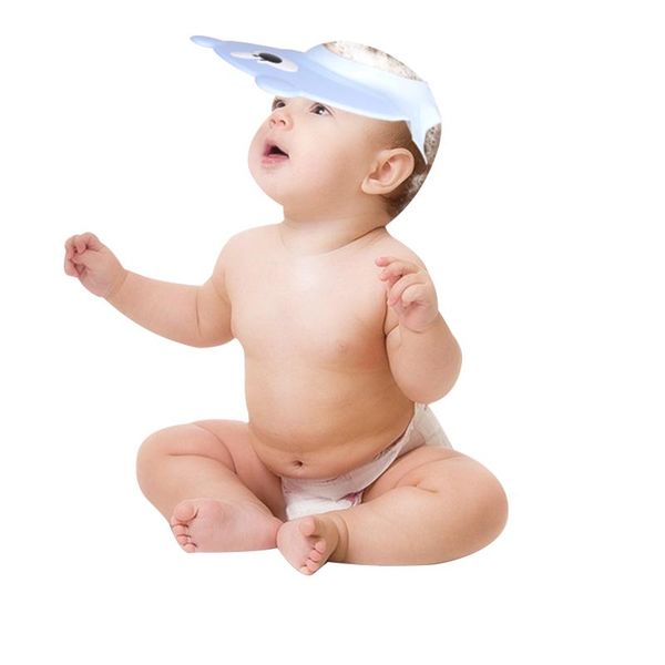 

baby shampoo cap with anti-reflux brim, cartoon style adjustable length washing shield shower bathing bath protect caps & hats, Yellow