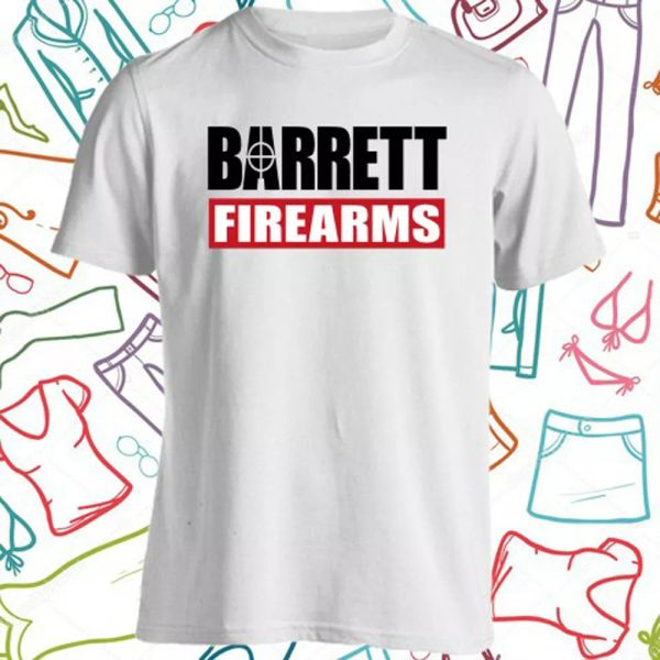 

barrett firearms gun logo men's white t-shirt size s to 3xl, White;black