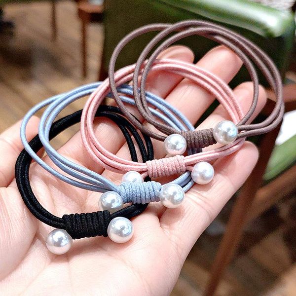 

10pcs colorful nylon rubber rope small elastic hair bands children ponytail holder scrunchie headband kids accessories, Slivery;white