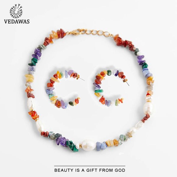 

vedawas 2021 za s boho multi layered blue color stones choker for women vintage twisted chain necklace jewelry, Silver