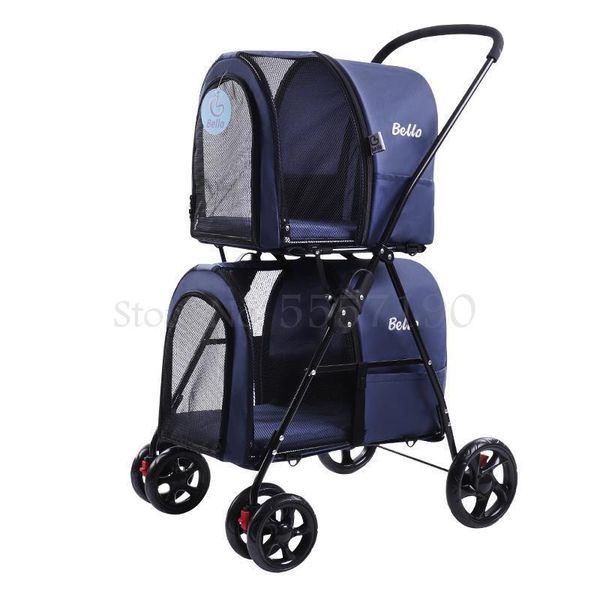 

light folding double-layer pet stroller dog detachable cat cage four-wheeled outdoor trip car seat covers