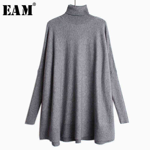 

[eam] oversized knitting sweater loose fit turtleneck long sleeve women pullovers fashion spring autumn 19a-a43 211109, White;black