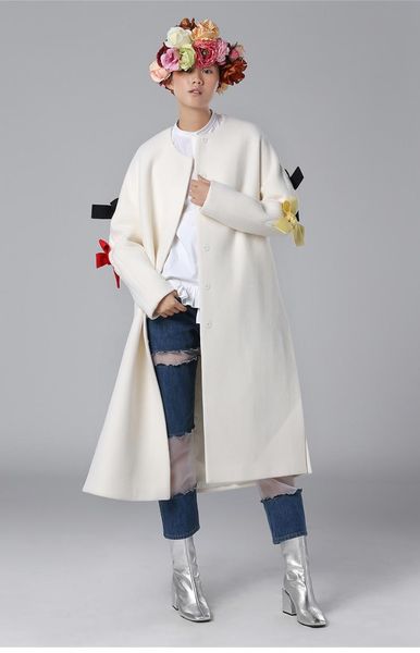 

women's trench coats white bow long sleeve side slit, Tan;black