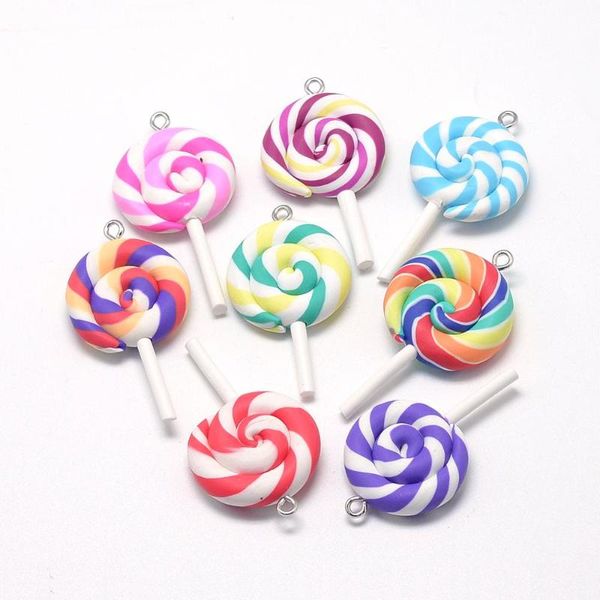 

charms 10pcs lollipop pendants handmade polymer clay big pendant diy jewelry earring necklace keychain making accessories, Bronze;silver