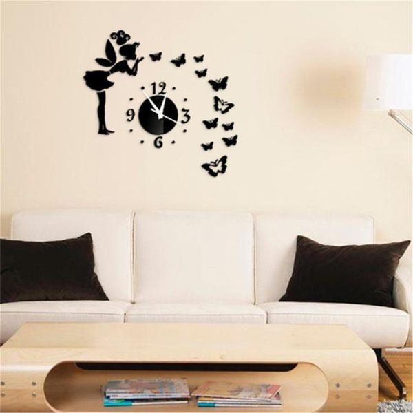 

wall stickers creative clock diy mirror decoration sticker butterfly hanging