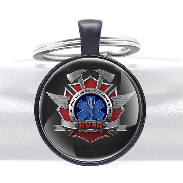 

keychains nvfd fire rescue emt pendant key rings classic men women firefighter chain, Silver