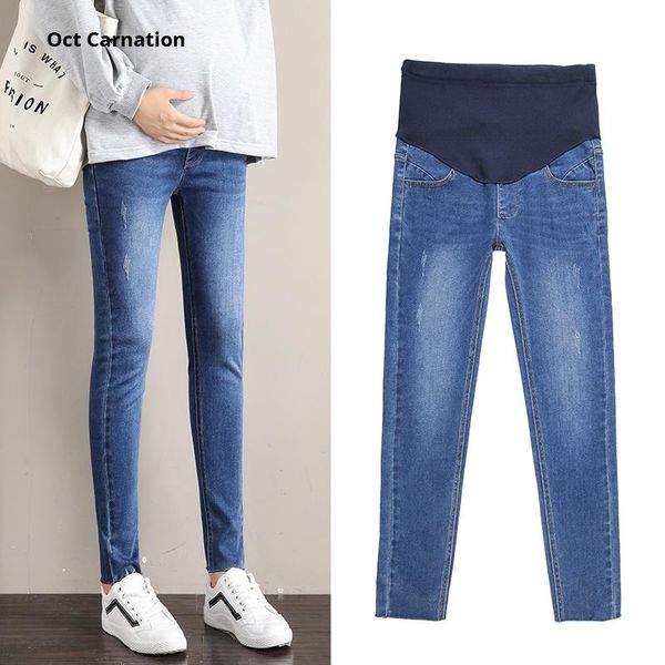

maternity bottoms autumn and winter 2021 stomach lift pants slimming comfortable 2116, White