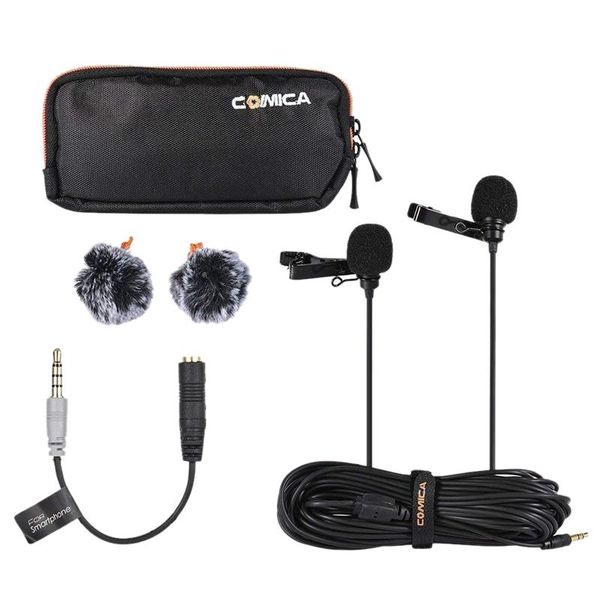

comica dual-head lavalier lapel microphone omnidirectional condenser clip-on for canon nikon sony dslr cameras microphones