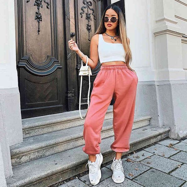 

pants trousers women's sweater pure color loose high waist and slim legged casual in autumn 2021, Black;white