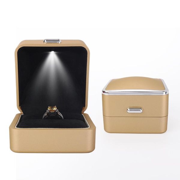 

jewelry pouches, bags gold luxury rings packaging box with led female pendent earring jewellery holder for lover wedding engagement gift, Pink;blue