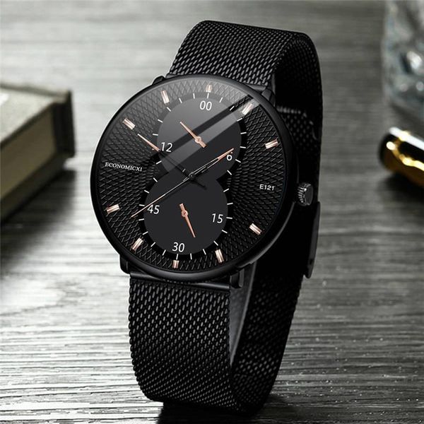 

wristwatches 2021 luxury mens watches creative dial simple steel band mesh strap business wristwatch male clock reloj hombre drop, Slivery;brown