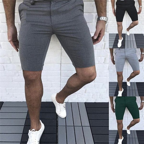 

men's casual chinos drawstring elastic waist knee length pants casual daily micro-elastic solid color cotton blend breathable lightweig, White;black