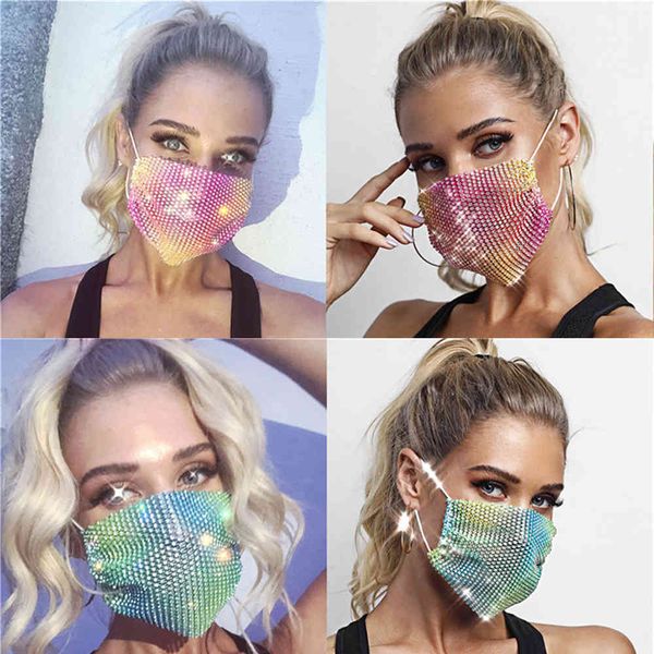 

personalized street mesh bottom hollow color fashion belt diamond face decoration mask