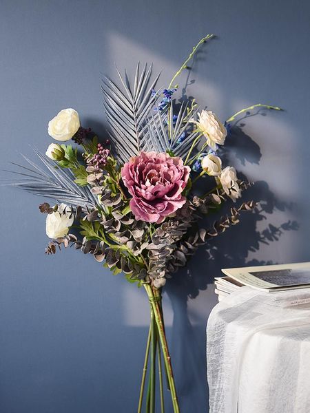 

fake flower rose simulation bouquet long branch decoration living room desklight luxury silk peony decorative flowers & wreaths