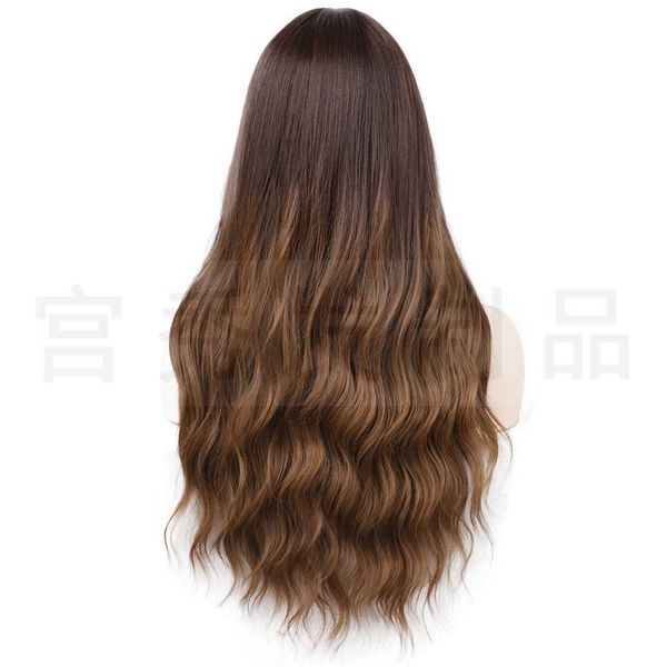 

wig headgear women's wig fashion long curly hair front lace chemical fiber, Black;brown