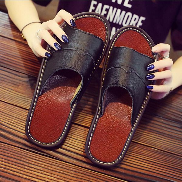 

slippers summer men's indoor home household sandals non-slip fashion outdoor flip flops beach anti-slip shoe, Black