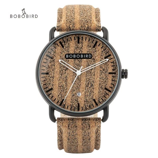 

wristwatches bobo bird couple cork watch leather wood japanese quartz movement wristwatch clock relogio masculino gift box support dropship, Slivery;brown