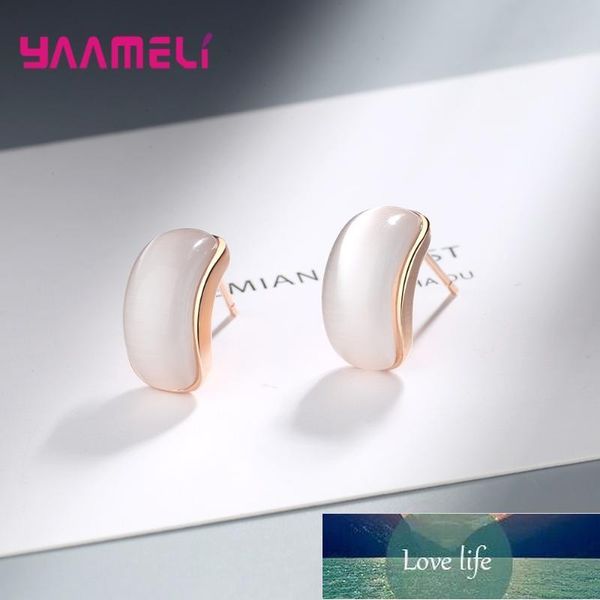 

stud selling 925 sterling silver cat eyes opal stone earrings for women girls birthday valentine's day gift handmade jewelry, Golden;silver