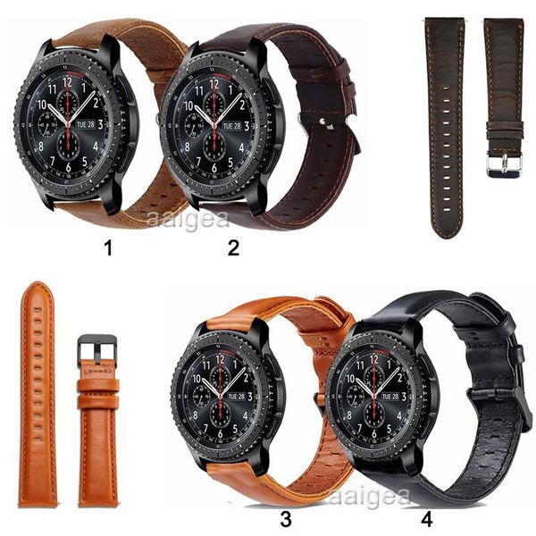

watch bands 20mm 22mm replacement band genuine leather strap for samsung gear s3 frontier classic watch3 45mm galaxy 46mm, Black;brown