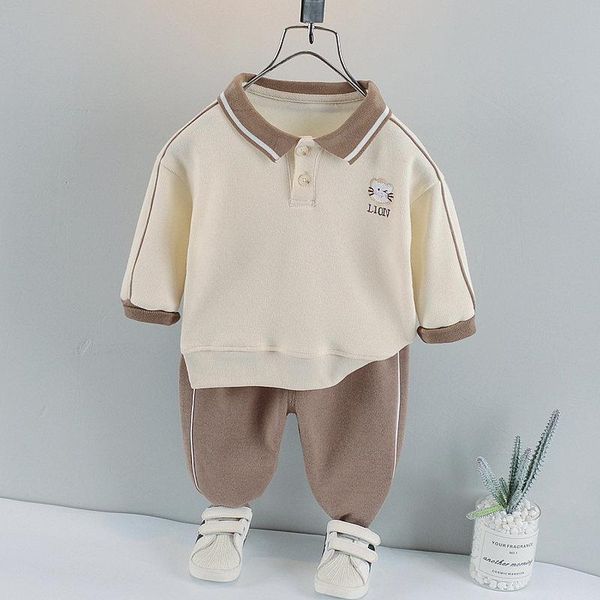 

clothing sets autumn baby boys causal children fashion clothes kids cotton leisure sport t-shirt pants 2 pcs/set toddler tracksuit, White