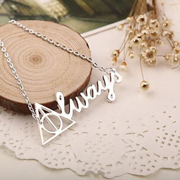

pendant necklaces english alphabet necklace vintage triangle band deathly hallows o-chain jewelry, Silver