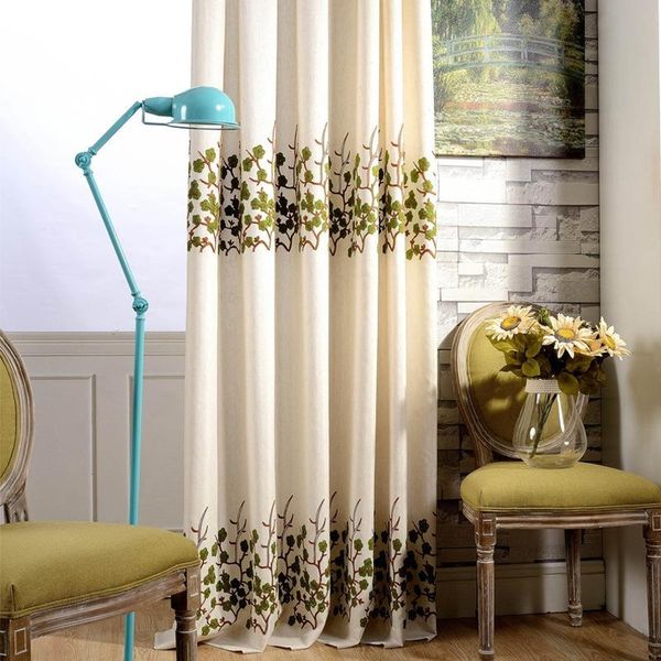 

curtain & drapes plum blossom modern rural cotton linen embroidered curtains for living room bedroom high shading window home decoration