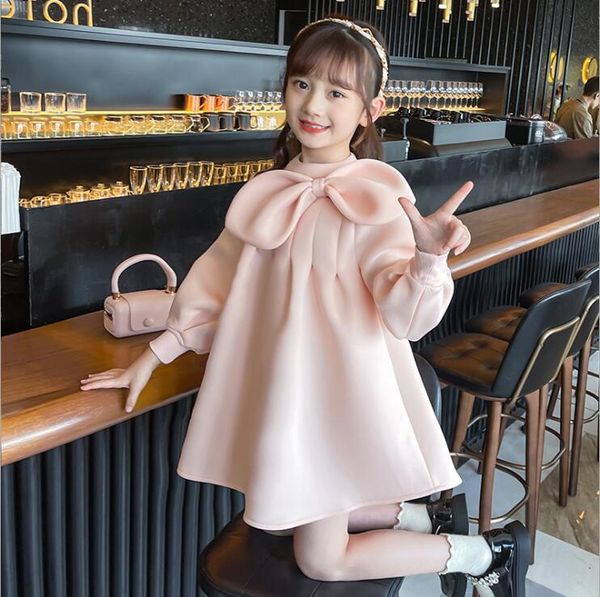 

girl's dresses 2021 korean style girls bow dress fashion cotton autumn party 4-9 years b846, Red;yellow