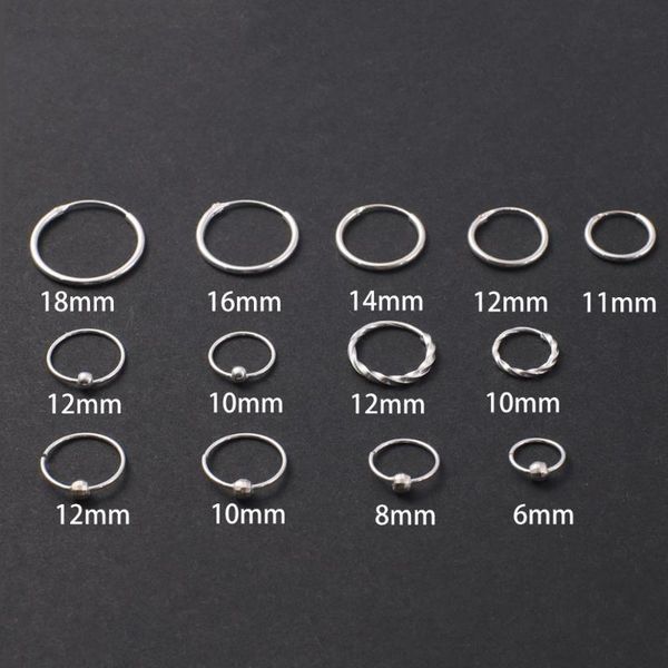 

hoop & huggie sterling simple ear bone earrings 6-18mm round circle hoops for women men, Golden;silver