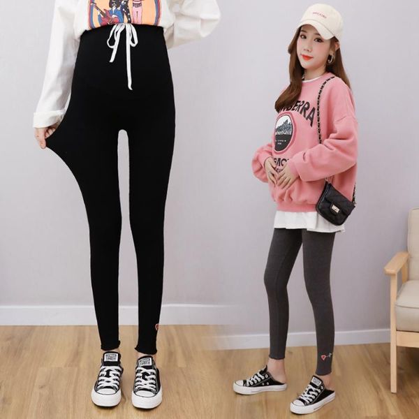 

maternity bottoms pants cotton 2021 spring pregnant women leggings support belly wild tide mom fashion feet, White
