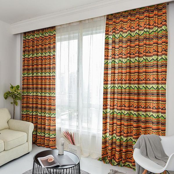 

curtain & drapes modern minimalist high shading chinese ethnic style geometric printing polyester-cotton curtains for living room bedroom