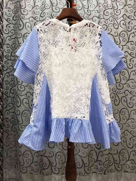 

jackets summer fashion cotton women hollow out lace patchwork short sleeve casual basic shirt black blue blouses, Black;brown