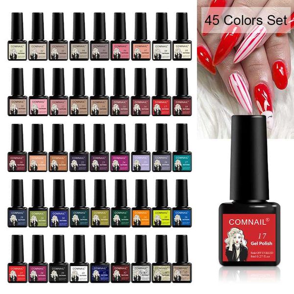 

nail gel 45pcs set polish for manicure soak off semi permanent uv led lacquer need base coat cured by lamp, Red;pink