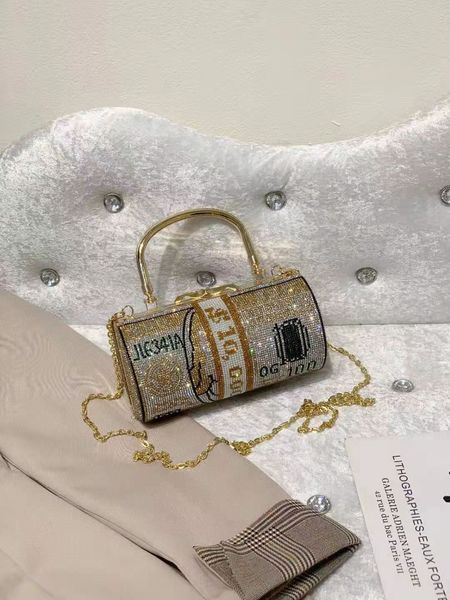 

handbag bag 2021 us dollar small square golden evening party water drill one shoulder messenger, Black;red