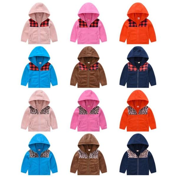 

jackets fashion warm winter kids outerwear coat for girls coral fleece zippers leopard print patchwork jacket children clothes, Blue;gray