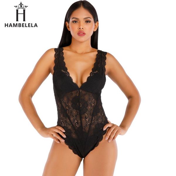 

women's jumpsuits & rompers hambelela sheer floral lace bodysuit women hollow out sleeveless bodycon jumpsuit night club outfit lady bo, Black;white