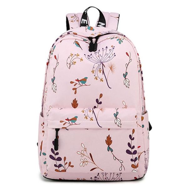 

outdoor bags casual waterproof women backpack flower print girls college lapbackpacks lady travel pink