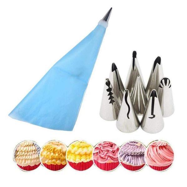 

baking & pastry tools 10pcs stainless steel cake accessories icing piping cream bag nozzle set diy decorating tips