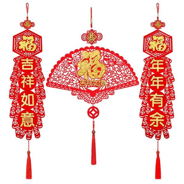 

decorative objects & figurines spring festival hanging decor chinese knot fu couplet lucky pendant ornaments year decorations