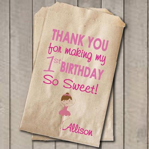 

gift wrap custom girl birthday favor bags, ballerina candy first bag,