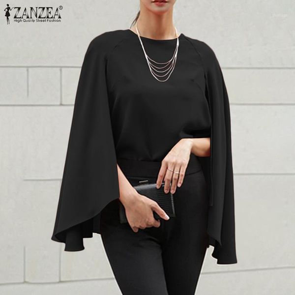 

women's blouses & shirts women's oversize holiday tunic 2022 fashion solid cloak blouse women elegant office work chemise casual, White