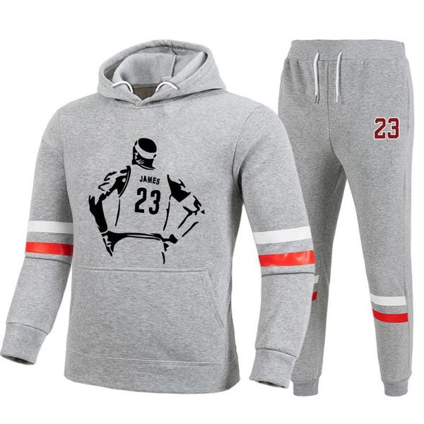 

jogging clothing 2021men's suit brand printed autumn and winter sports leisure fitness with hoodie sweatshirt pants men's, Black;red
