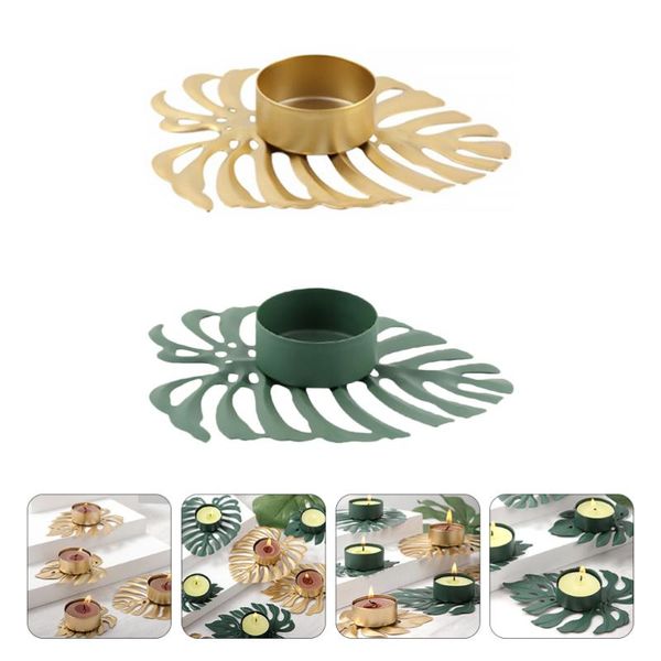 

candle holders 2pcs monstera leaf style stand iron art holder creative candlestick
