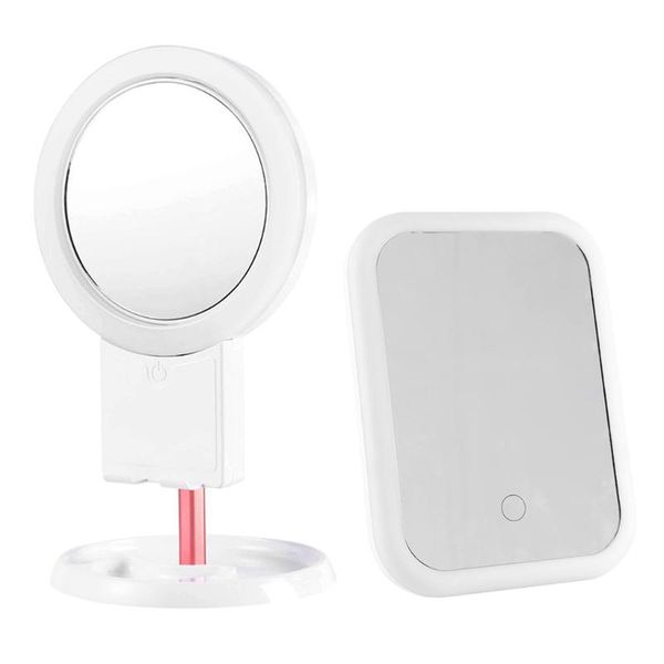 

compact mirrors makeup mirror with lights, rechargeable cordless lighted led vanity detachable light up touc
