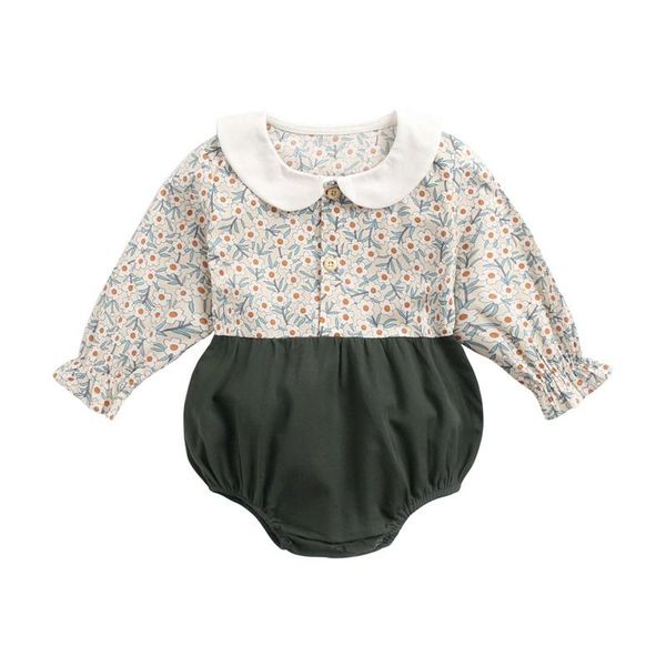 

rompers girls bodysuits for spring and autumn baby kids floral lovely cotton princess jumpsuits, Blue