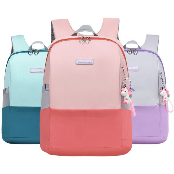 Orthopedic Schoolbag Menina Primária Ergonômica School-Bags 6-12 anos de idade peito fivela mochila rosa bebê mochila 6607 211021