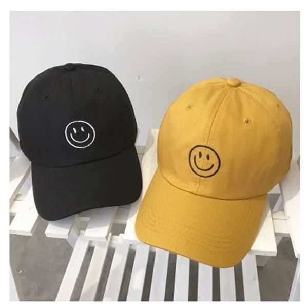 

korean version of cap on the street, summer sunshade hat traveling, curved brim , female fashion, smiling face, embroidered baseball, Blue;gray