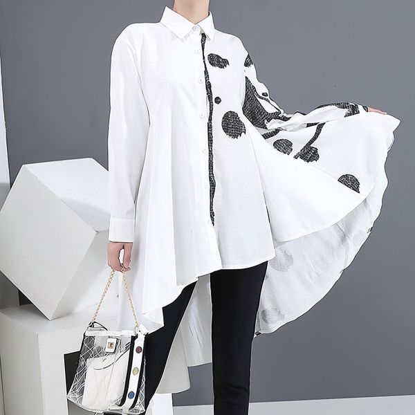 

european station autumn blouse korean style long sleeve female shirt 6507, White